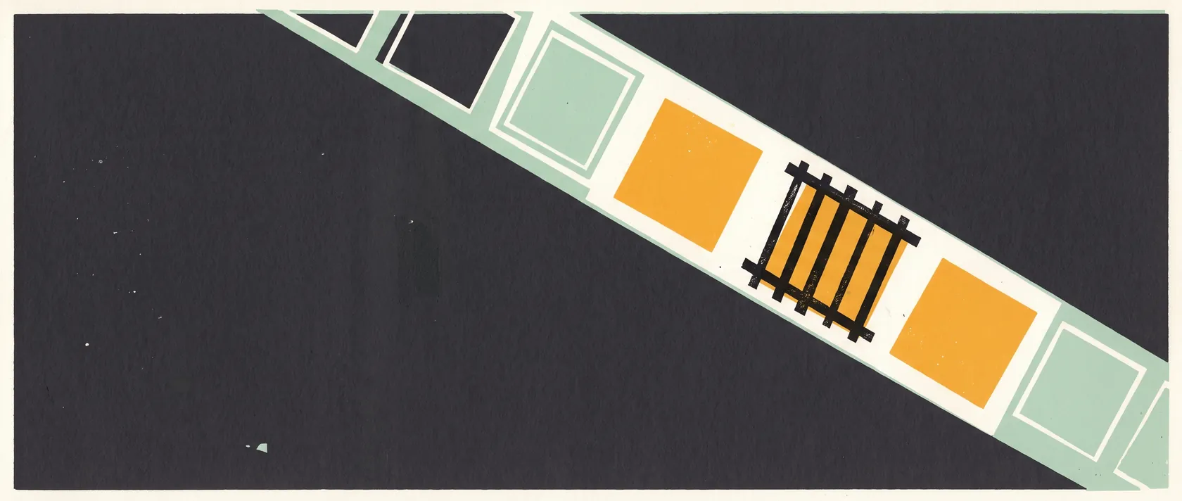 Screen-print style poster of a delivery calendar over an LNG terminal